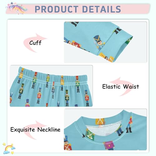 Pajama Sets Long Sleeve Christmas Nutcracker Soldier Soft Comfy Sleepwear 2 Piece PJS 3-8T4