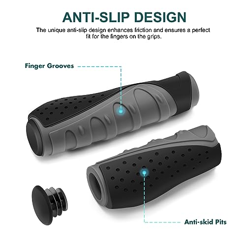 TRELC Bike Handlebar Grips Bicycle Handlebars Shift Grips, Kids Non-Slip Soft Rubber Ergo Bicycle Twist Shifter Grips for MTB, BMX, E-Bikes, Mountain Bikes, Cruiser Bikes, Scooter, Folding Bikes