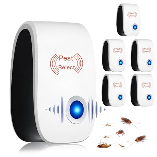 Bugshield Milbenvertreiber, Ultraschall-Milbenabwehrgerät, leiser und sicherer Betrieb, Plug & Play, Allergiehilfe für Schlafzimmer, Wohnzimmer, Kinderzimmer und Büro, Chemiefrei, 5er Pack