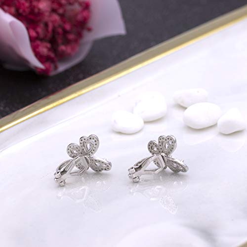 Yoqucol Butterfly Shape Cubic Zirconia Crystal Clip On Earrings Non Pierced Silver Stud For Women Girls #TOP5