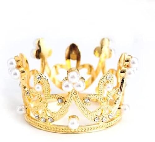 YADIRF Mini Crown Cake Topper Tiara Small Cupcakes Crown For Birthday Bridal Wedding Party Baby Shower (Gold)
