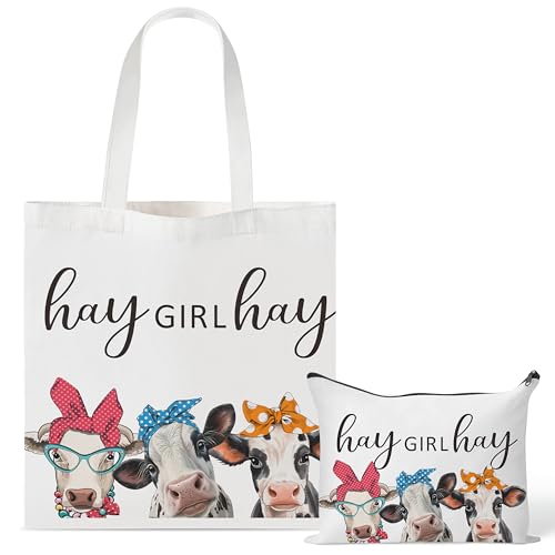 Image of Y1tvei Canvas Bags Gifts, Tote Bag with Makeup Pouch, Birthday Party Favors