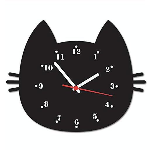 Beek Geek's Stuff Relógio De Parede 30x30cm, modelo Gato Bigode, Preto