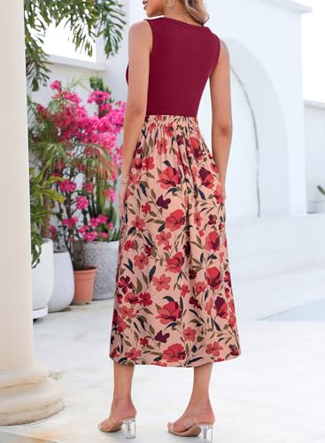 Dokotoo 2 Piece Sets for Women Summer Sleeveless Tank Tops and Boho Tie Knot Elastic Waist Midi Skirt Set2