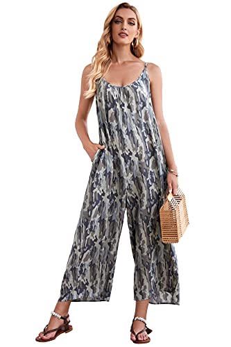 Image of BUENOS NINOS Women's V Neck Floral Maxi Dress Boho Printed Adjustable Spaghetti Strap Ethnic Beach Long Dress with Pockets