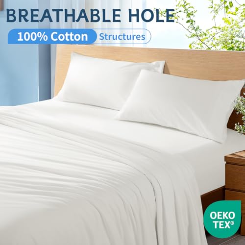 image for Shilucheng 4 Piece Queen Sheet Sets, Breathable Hole Structures 100% C