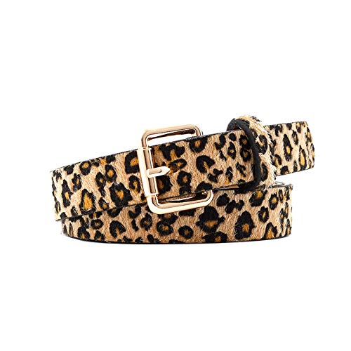 Snner 1pcs Femmes Bande de Taille Leopard Style Ceinture en Cuir Ceinture Dames Boucle en métal Ceinture Décoration pour Les Femmes Filles Brown