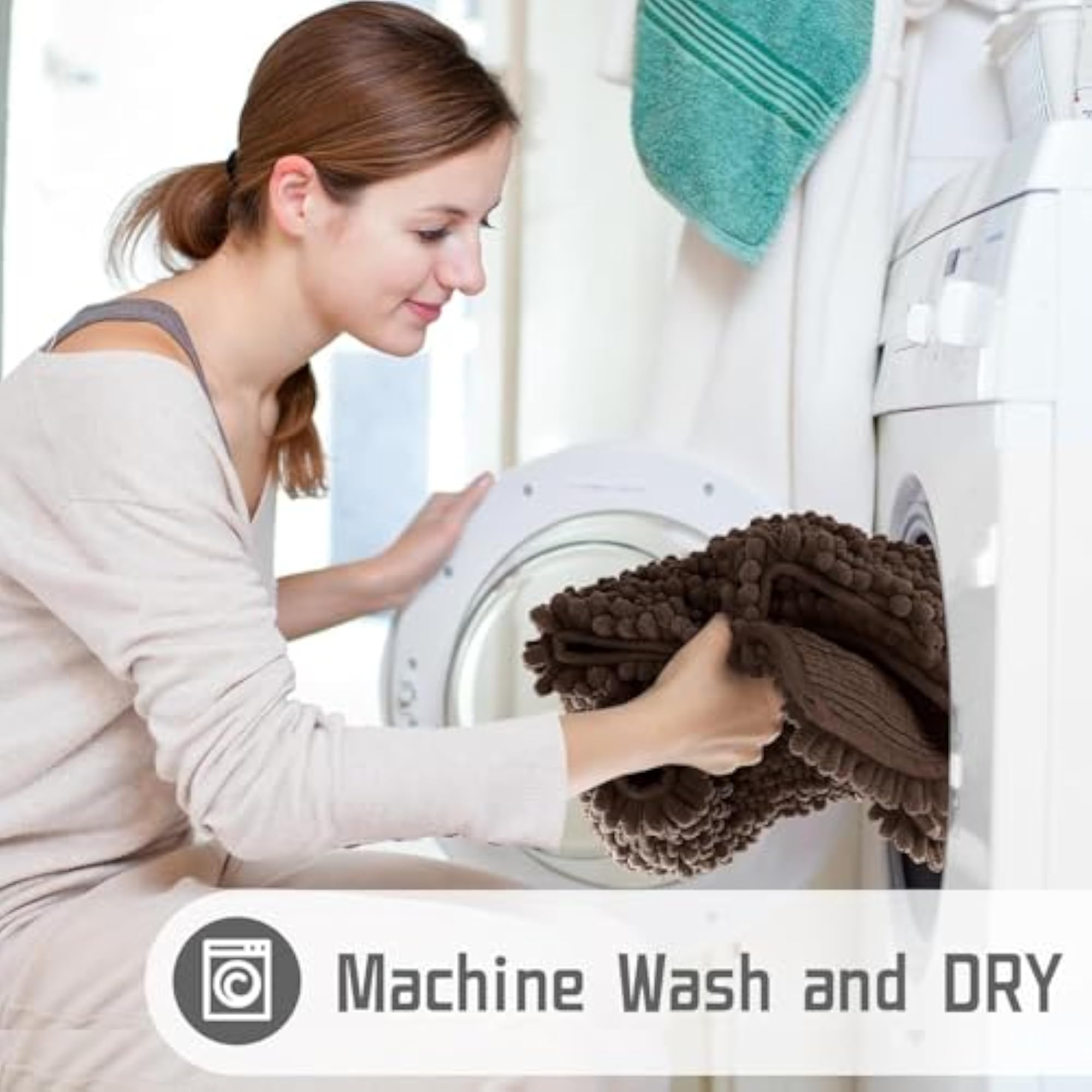 Washable Plush Shaggy Bath Carpet for Bathroom