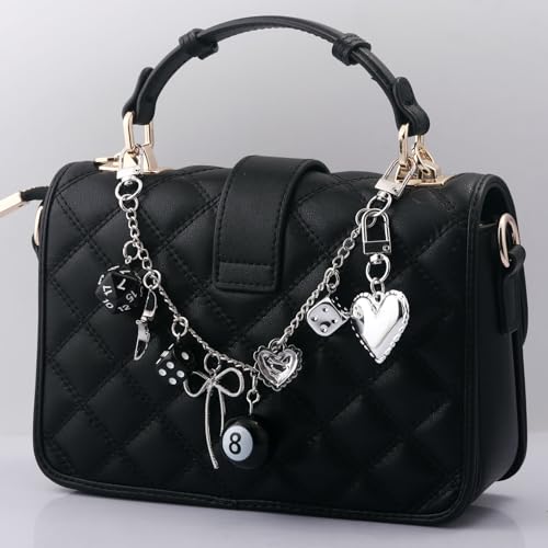 Image of 8 Ball Dice Charm Keychain - Cute Bag Purse Handbag Accessories - Y2K Aesthetic Key Chain for Women Men