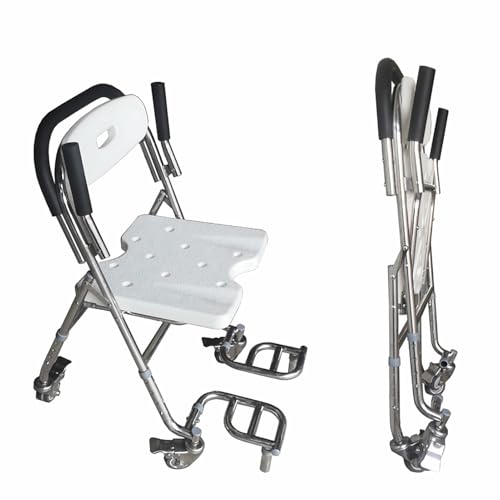 Silla de ducha con ruedas y taburete de transporte portátil para baño adaptado