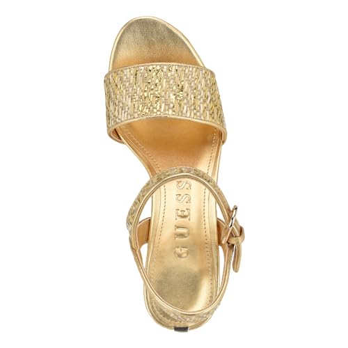 Guess Women's HALDEM Sandal, Natural/Gold 710, 82