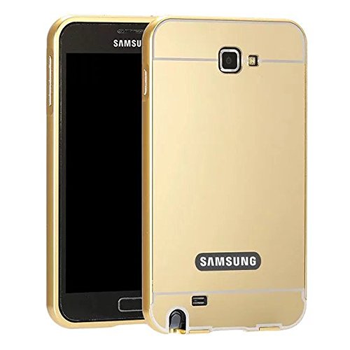Galaxy Note Case, Ranyi [Shockproof] [Fashion] Luxury Mirror Acrylic Back Cover + Metal Aluminum Frame Case for Samsung Galaxy Note 1st Generation I717, N7000, I9220 [gift] (gold)
