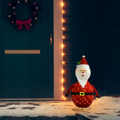 CHARMMA Santa Claus Figure Red Fabric,Steel 23.6 in Christmas Decoration,Christmas Lighting-328497