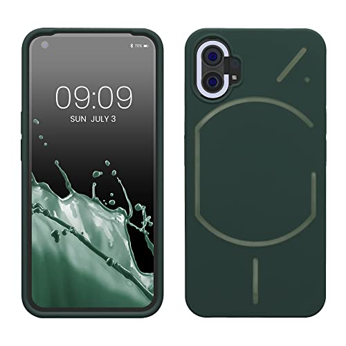 kwmobile Carcasa Compatible con Nothing Phone (1) Funda - Case TPU y Silicona antigolpes - Apto Carga inalámbrica - Verde Musgo