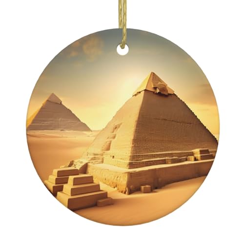 Piramide egiziana in ceramica stampa deserto ornamenti da appendere rotondi decorazioni natalizie decorazione casa vacanza negozio centro commerciale Decor