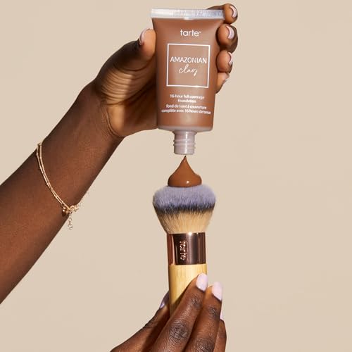 Image of tarte the buffer airbrush finish foundation brush - Blending Brush for Cream, Liquid or Powder Makeup, Buildable Coverage & Seamless Application for Flawless Finish, Vegan & Cruelty-Free, full size