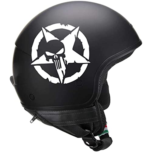 Pimastickerslab Kit 2 Adesivi Stella Militare Punisher Casco Moto Auto Serbatoio Valigia Chopper Harley cod. 1707 (010 Bianco)