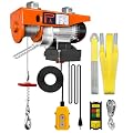 2 in 1 Electric Hoist,440 lbs 510W Electric Winch with 328 ft Wireless & 13 ft Wired Remote Control, Overload Protection 39.4 ft Lifting Height,Single/Double Slings for Factories, Warehouses, Garages