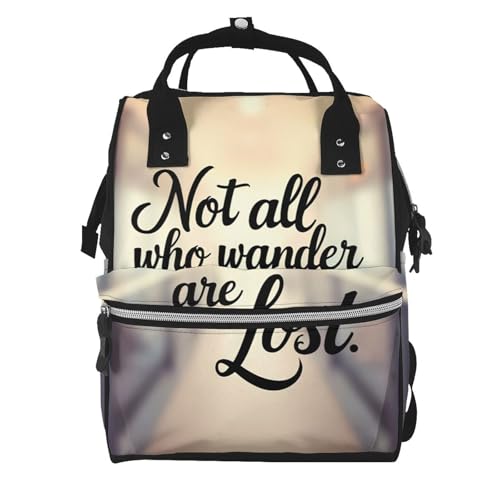 BERMEIZ Not All Those Who Wander Are Lost Pattern Diaper Bag Backpack Large Capacity Multifunction with Insulated Pockets Waterproof Baby Diaper Bags Baby Travel Essentials for Newborns,Moms,Dads