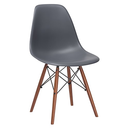 Poly and Bark Vortex Modern Mid-Century Side Chair with Wooden Walnut Legs