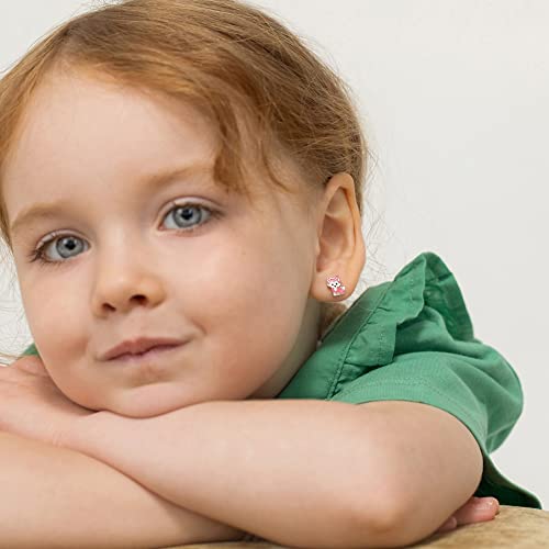 925 Sterling Silver Adorable Enamel Little Girls Fox Screw Back Earrings with Pink Enamel - Fashionable Jewelry for Children & Preteens - Fun & Colorful Fox Earrings2