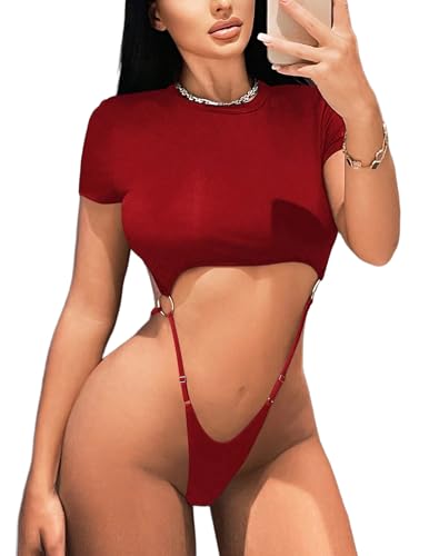 Avidlove Women Sexy Lingerie Bodysuit Cut Out Cute Body Suit Tops Naughty Outfits