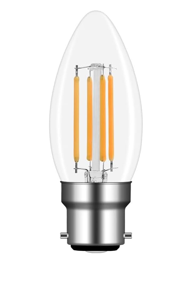 Image of Vintage 4 Watt LED Filament Candle Bulb,Clear Glass Edison Style,B22 Holder Base Warm White Light, Energy Saving Candle Bulb for Pendant & Wall Lamps(PACK OF 1)