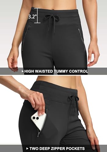 Soothfeel Women's Fleece Lined Pants High Waisted Zipper Pockets Winter Warm Thermal Sweatpants Snow Ski Hiking Lounge Pants4