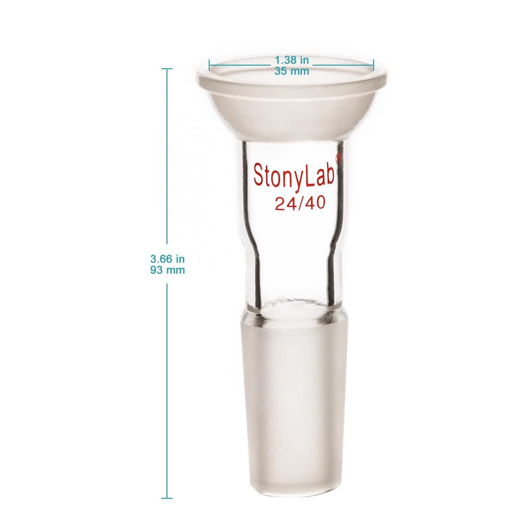 stonylab Adaptateur en Verre de Laboratoire avec Rotule, Adaptateur de Connexion en Verre Borosilicate avec Joint Sphérique Supérieur 35/20 et Joint Intérieur Inférieur 24/40