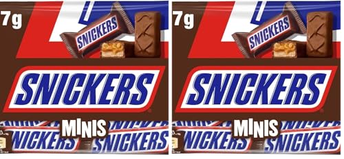 Snickers Minis Chocolatina con Deliciosa Crema de Cacahuete, Suave Caramelo y Trocitos de Cacahuete Recubiertos de Chocolate con Leche, Ideal como Regalo (227 g) (Paquete de 2)