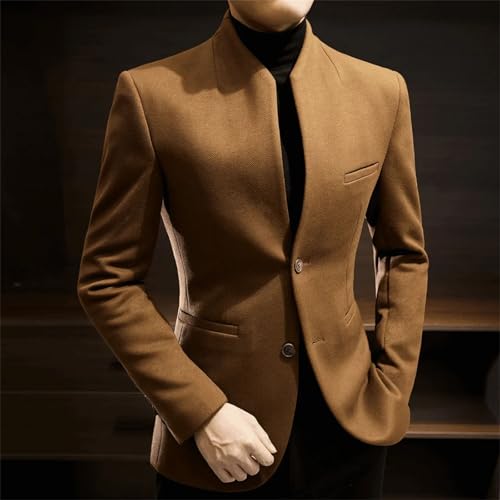Men's Business Casual Double Breasted Stand Collar Blazer Simple