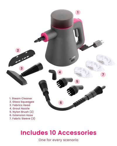 Schenley Handheld High-Pressure Steam Cleaner, Portable Steam Cleaner With 5-In-1 Multi-Surface Kit For Home Use, Multi-Purpose Steam Cleaner For Cleaning Upholstery, Car, Grout And Tile #TOP6
