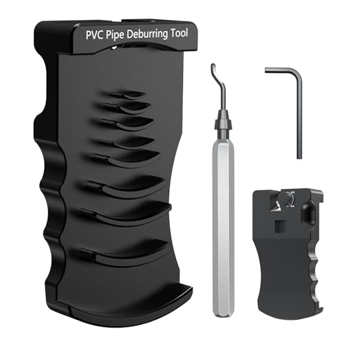 9-in-1 PVC Pipe Deburring Tool, Adjustable Chamfer Tool 0.5"–4", PVC Pipe Reamer, Plastic Pipe Deburr Tool for PVC CPVC ABS PP PE, Plumbing Chamfer Reamer Tool Set (Black)