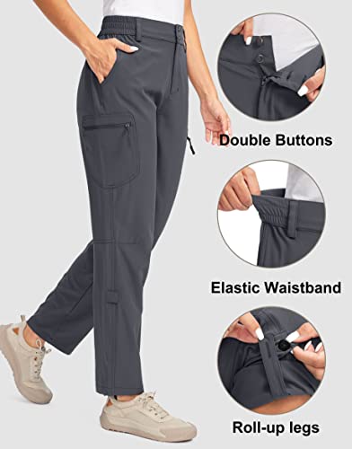 G Gradual Women's Hiking Pants With Zipper Pockets Convertible Lightweight Quick Dry Stretch Cargo Camping Pants(Dark Gray, L) #TOP2