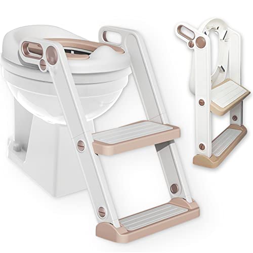 PUPA - Reducteur de toilette pliable avec marche - Siège d'apprentissage de la propreté pour enfants - Réducteur WC avec hauteur adjustable, facile à nettoyer