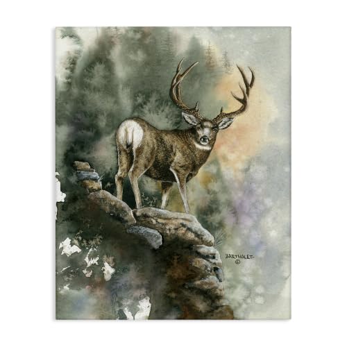 Stupell Industries Deer Rocky Woodland Cliff, 16 x 20 Inch Canvas Wall Art