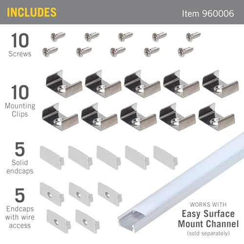 Image of Armacost Lighting Accessory Packs for LED Tape Light Mounting Channels, Easy Surface Mount, Grey 960006