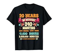 Work Anniversary Celebration design. 20 years of service and countless memories. This design is for employees celebrating their 20th work anniversary or honoring 20 years of career and hard work. Perfect work anniversary gifts for men and women who h...