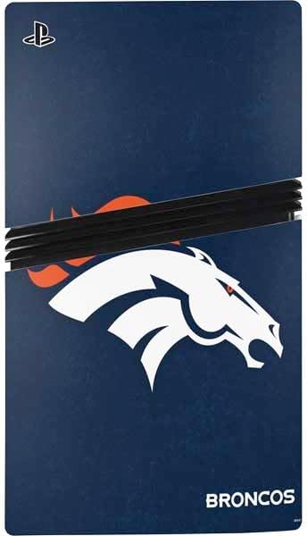 Skinit Decal Gaming Skin Compatible with PS5 Pro Console - Officially Licensed NFL Denver Broncos - Distressed Design
