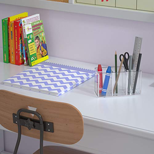 Image of NIUBEE Acrylic Pen Holder 3 Compartments, Clear Pencil Organizer Cup for Countertop Desk Accessory Storage