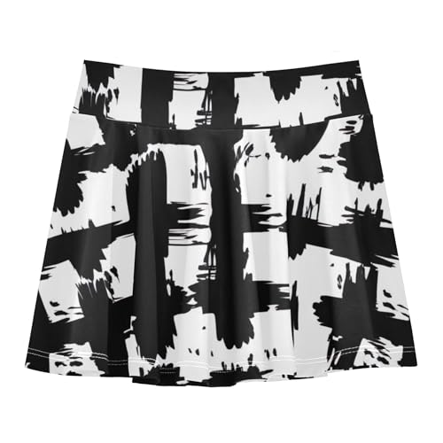Tennis Skirts Toddler Abstract Black White Grid Design Girls' Shorts Athletic Skorts Flowy Butterfly Skirt 4t