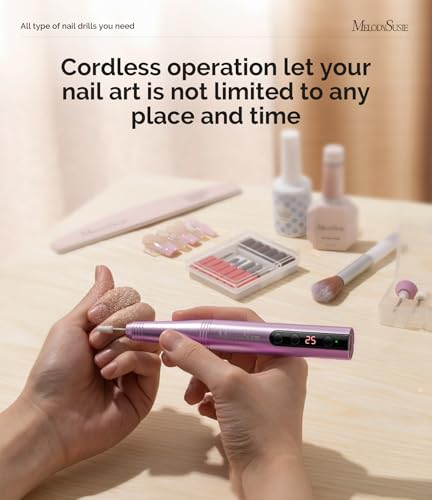 Melodysusie Cordless Electric Nail Drill Machine 11 In 1 Kit,Pc180F 25000Rpm Portable Rechargeable Nail Efile Set thumb #2