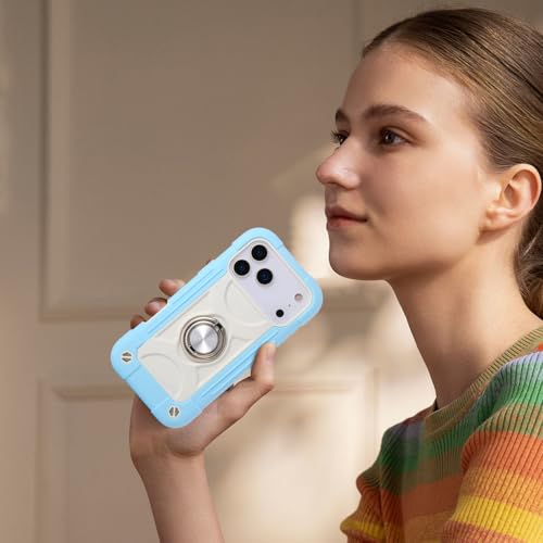Image of MARKILL Compatible with iPhone with Built-in 360Rotating Ring Stand, Military Grade Drop Protection Full Body Rugged Heavy Duty Case Durable Cover (Ice Blue, iPhone 17 Pro Max)