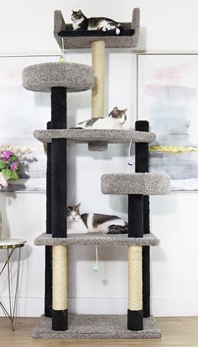 Deluxe 84 Extra-Tall Cat Tree for Large Cats Heavy Duty Solid Wood Tower Made in USA