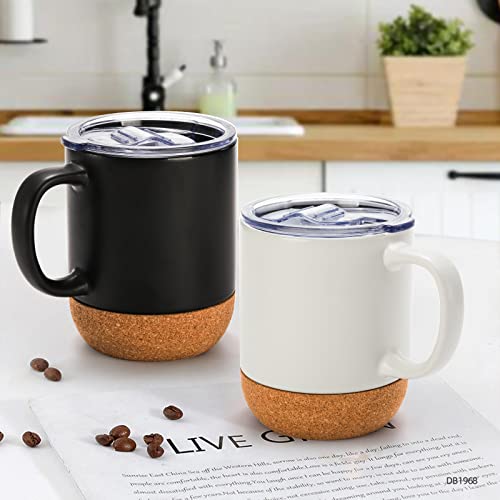 Soujoy Set Of 4 Cork Base Coffee Mug, 13Oz Ceramic Mug With Insulated Cork Bottom And Spill Proof Lids, Tea Mug Gift Set For Women Men #TOP6