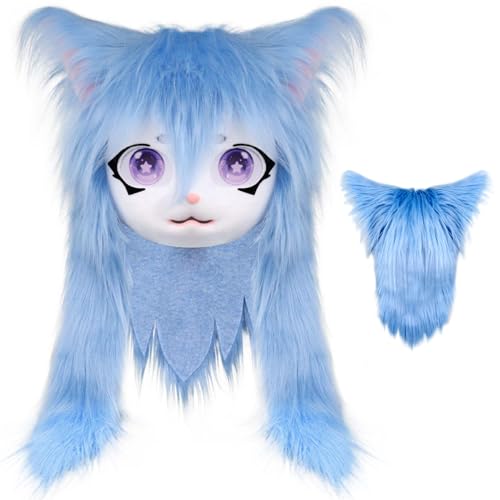 Masque Kigurumi chat bleu confortable pour festivals de cosplay - 2