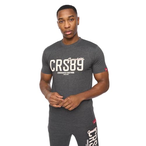 Crosshatch - T-Shirt Ellsworth - Uomo, Carbone melange, XL