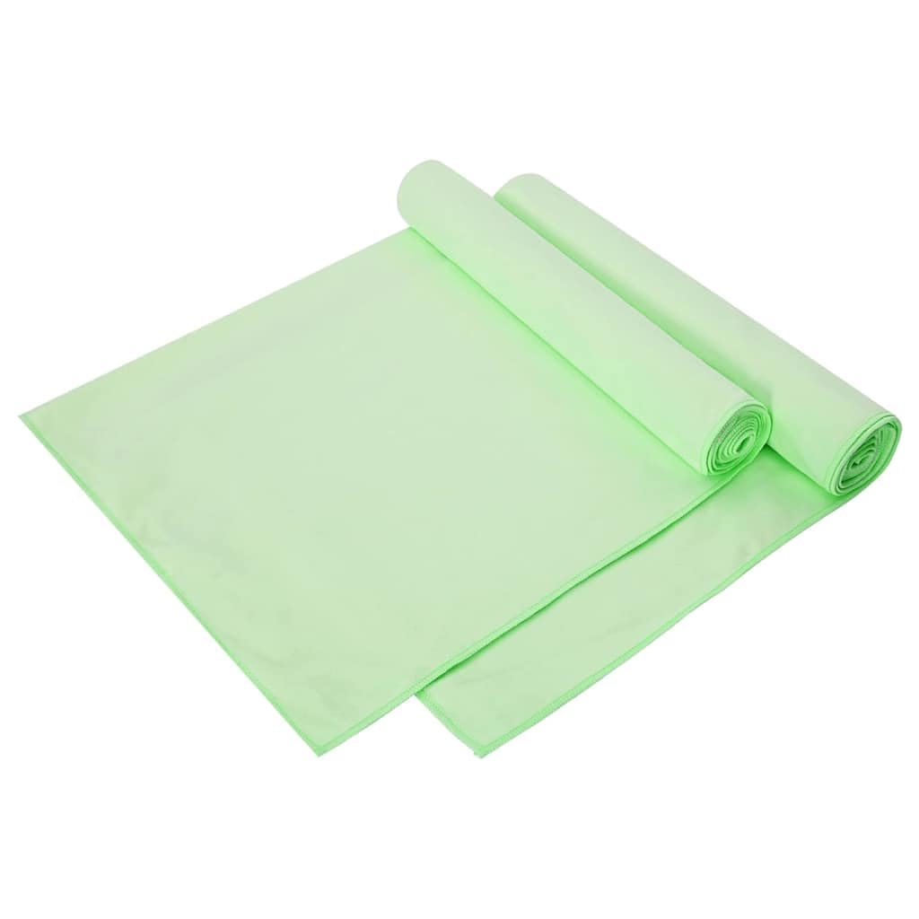 Asciugamani sportivi, 2 pezzi, verde, 140 x 70 cm, in microfibra, ad asciugatura rapida, assorbenti, per palestra, campeggio, attività all'aperto, spa, spa, asciugamano da spiaggia