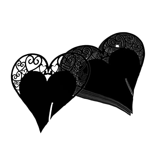 50 Piezas Hueco Tarjetas Lugar, Tarjeta Copa Corazón, Corazón Invitaciones Boda Copa Tarjetas, para Fiestas de Boda, Decoración de Copas de vino