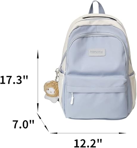 Miniatura 7 de Sumleno Mochila estética con colgante de felpa Kawaii, mochila de 15.6 pulgadas, mochila para laptop universitaria, linda mochila coreana, Rosado,
